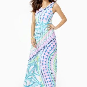 Soft cotton Lilly Pulitzer Marco maxi dress, blue pink print